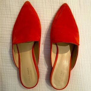 Cole Haan Red Suede Piper Slide Mules, size 6 1/2